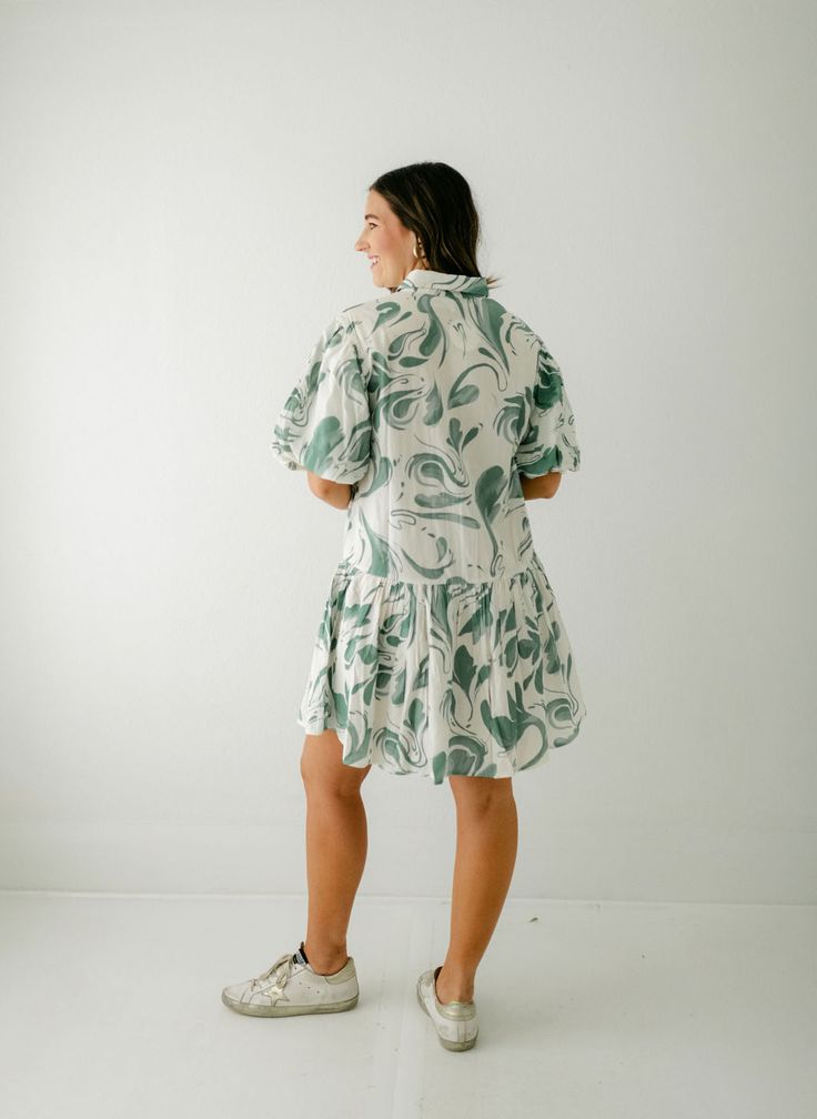 Get ready to "frock it" with the Wknd Wyfr Green Marble Dress! This adorable frock features a fun print and flattering fit, making it the perfect choice for any fall occasion. Plus, it's so easy to throw on and go, making it a versatile dress you'll love wearing all year round. Fits true to size, Caroline is wearing a size small. She is 5'7, a size 4 and a 32B 100% Cotton Machine wash on cold Marble Dress, Buddy Love, Versatile Dress, Home Dress, Green Marble, Mink Pink, Dress Gift, Versatile Dresses, Fun Prints