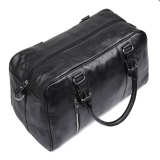 Black Duffle Bag Mens Luxury Shoulder Travel Bag With Zipper Closure, Business Travel Bag With Zipper, Modern Shoulder Bag For Overnight Trips, Modern Shoulder Bag With Zipper For Overnight Trips, Rectangular Travel Bag For Business Trips, Rectangular Travel Bag For Business Trips With Zipper Closure, Modern Weekender Shoulder Bag With Zipper, Modern Weekender Shoulder Bag With Zipper Closure, Black Leather Weekender Bag With Zipper