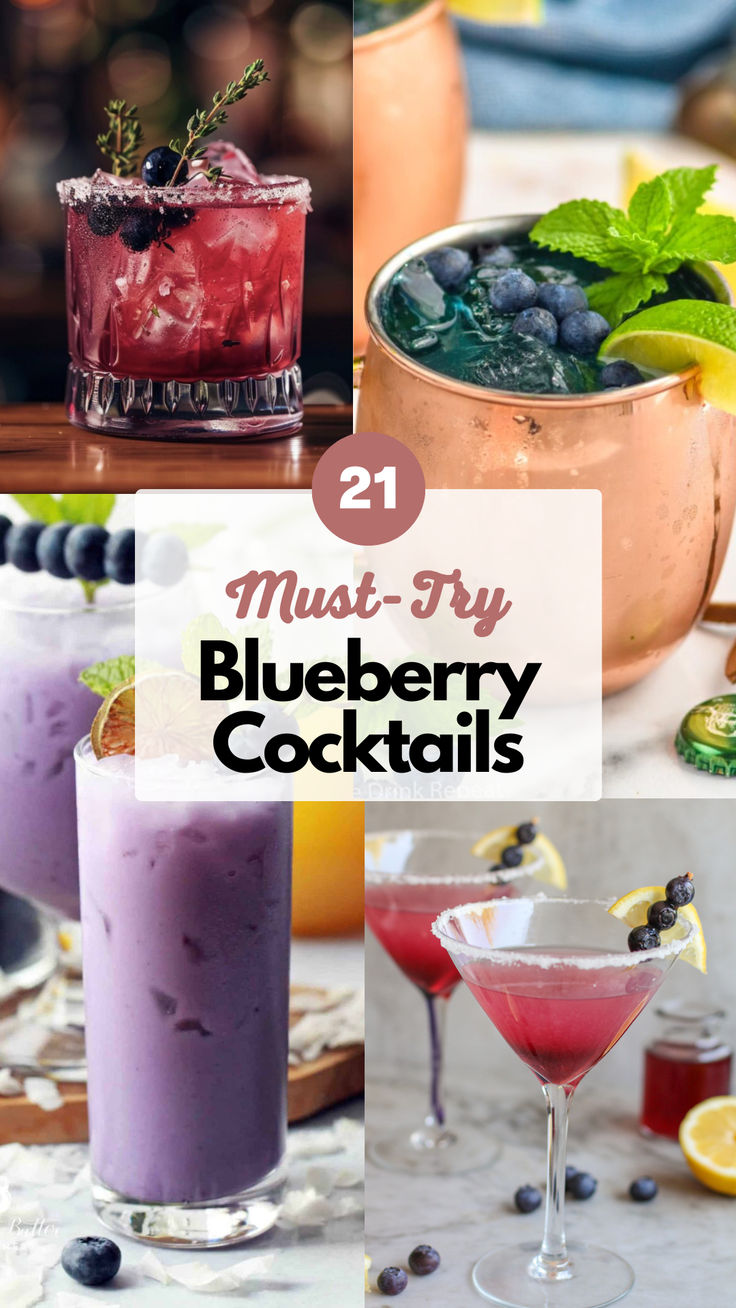 Blueberry Cocktails Blueberry Vodka Smash Cocktail, Blueberry Rum Drinks, Blueberry Vodka Martini, Blueberry Liquor Cocktails, Blueberry Tequila Cocktail, Drinks With Blueberry Vodka, Blueberry Liquor Recipes, Blueberry Simple Syrup Cocktails, Blueberry Basil Cocktail