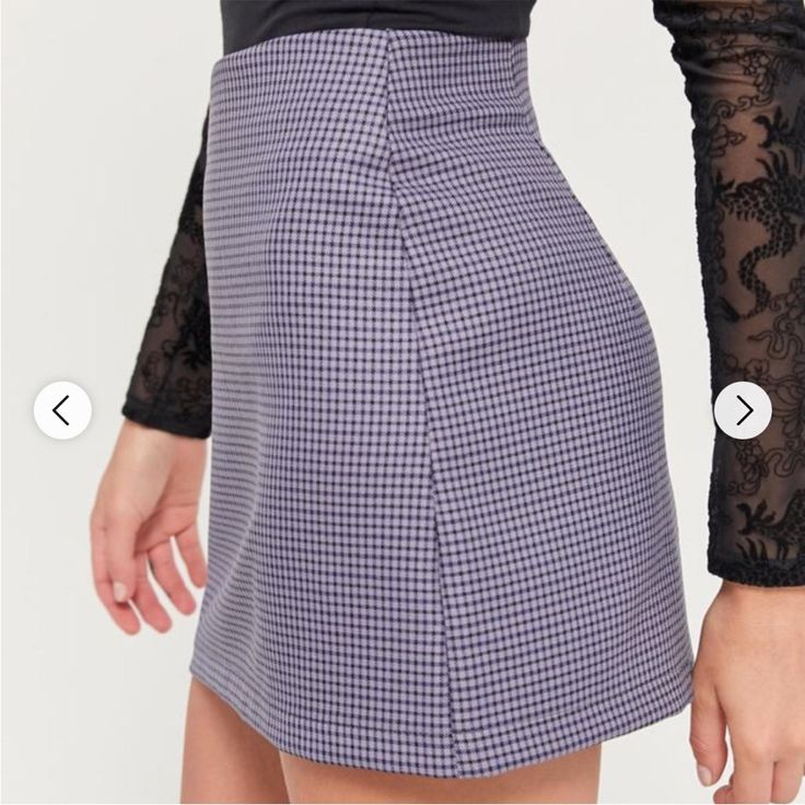 Nwt Urban Outfitters Women's Grey And Black Skirt Size M Waist- 15.5” Length- 15” C8 Casual Purple Mini Skirt For Fall, Trendy Fitted Skort By Urban Outfitters, Trendy Fitted Urban Outfitters Skort, High Waist Purple Lined Skirt, Purple Fitted High Waist Mini Skirt, Fitted High Waist Purple Mini Skirt, Purple Lined Short Skirt, Purple Short Lined Skirt, Chic Mini Skort By Urban Outfitters