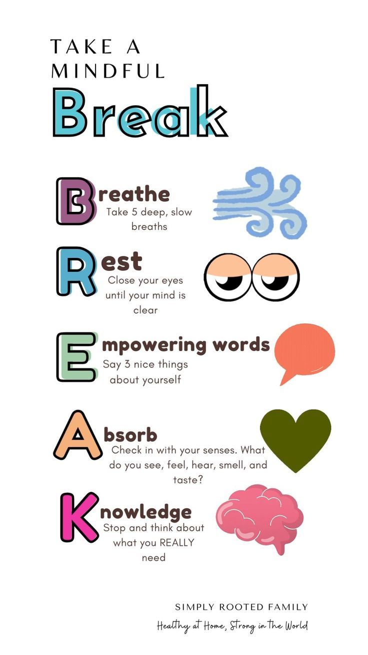 a poster with the words take a mindful break and an image of a brain