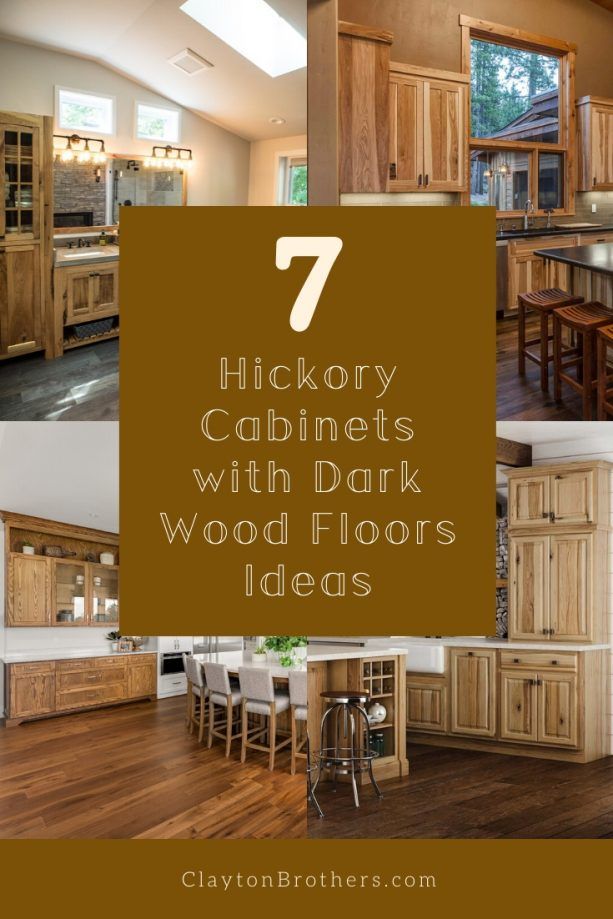 kitchen cabinets with dark wood floors and wooden flooring in the center is an island