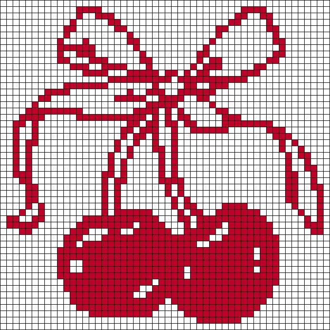 a cross stitch pattern with two cherries