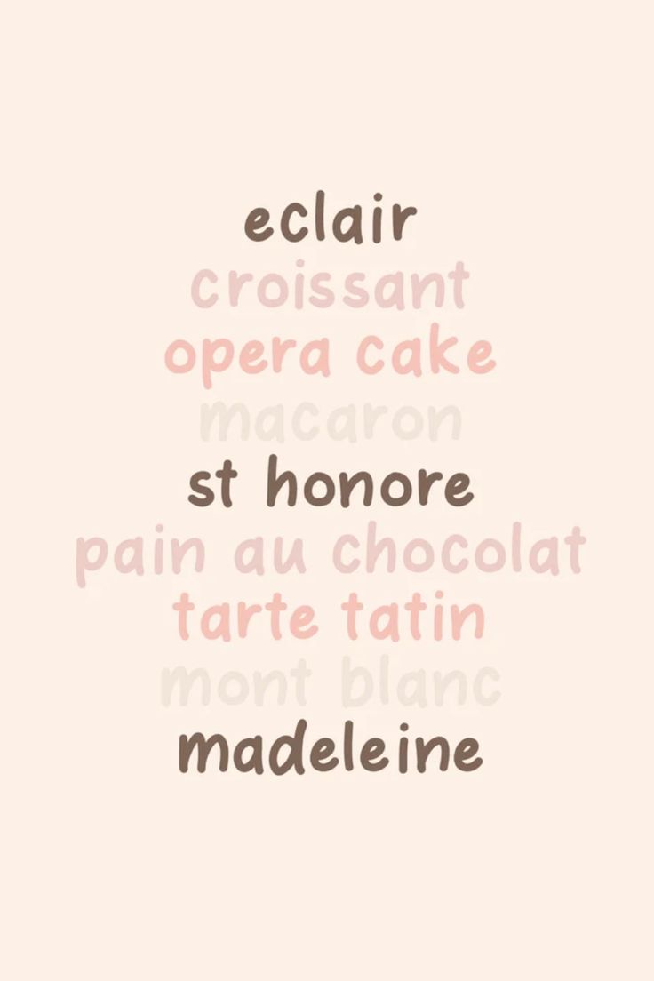 the words are written in different colors and font on a pink background with black lettering