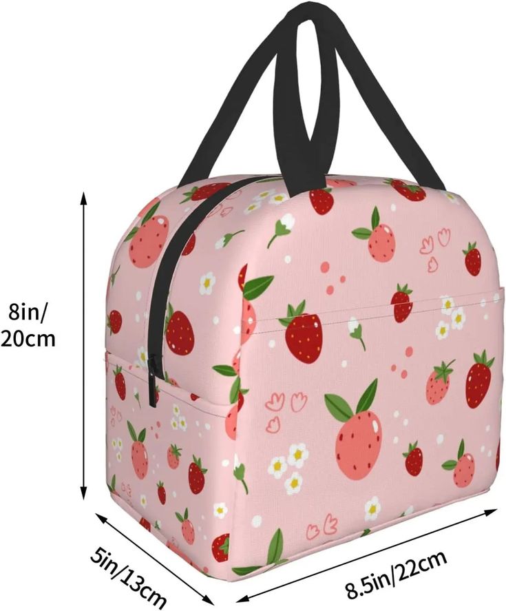 Carry your meals in sweet style with our Strawberry Print Insulated Lunch Bags – adorable and practical accessories that keep your food fresh while adding a touch of fruity charm to your lunchtime routine. These kawaii lunch bags aren't just for carrying meals; they're a celebration of the delightful allure of strawberries and the joy of combining function with fashion. Transform your lunchtime with the delightful charm of our Strawberry Print Insulated Lunch Bags – where freshness meets fruity Rectangular Lunch Bag For Daily Use, Back To School, Large Capacity Rectangular Lunch Box Gift, Gift Rectangular Large Capacity Lunch Box, Rectangular Portable Lunch Bag For Back To School, Portable Rectangular Lunch Bag For Back To School, Portable Rectangular Lunch Box For Daily Use, Back To School Rectangular Large Capacity Lunch Bag, Casual Rectangular Lunch Box, Cute Large Capacity Lunch Bag For Travel