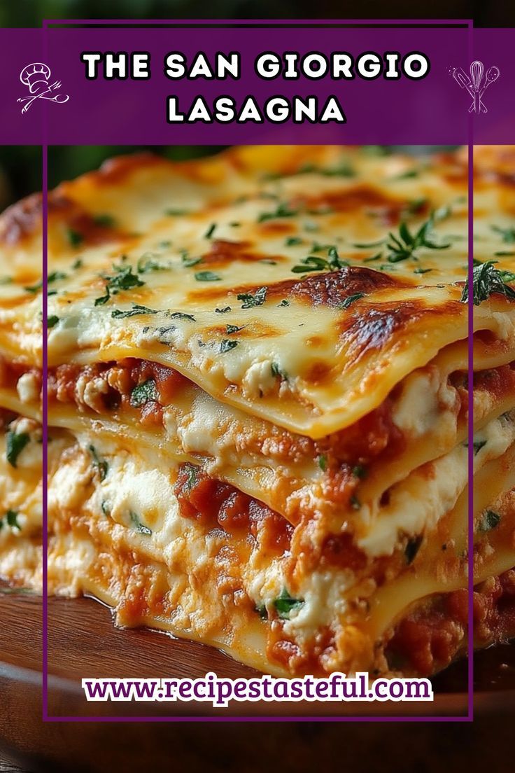 the lasagna is stacked on top of each other