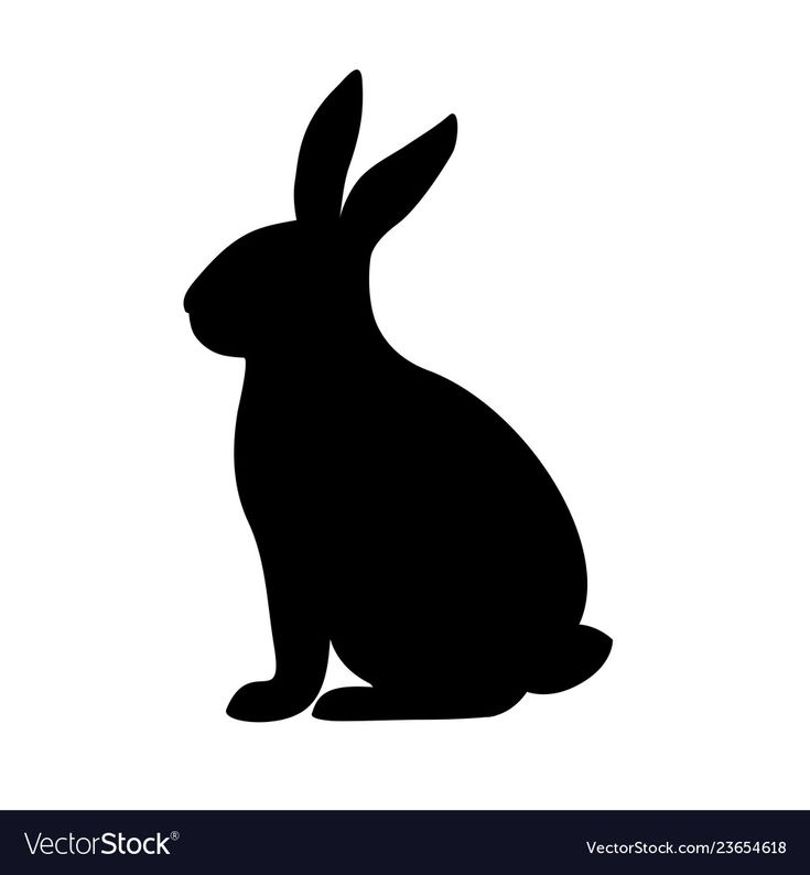 a black silhouette of a rabbit on a white background