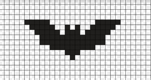 a cross stitch pattern with a black and white bat