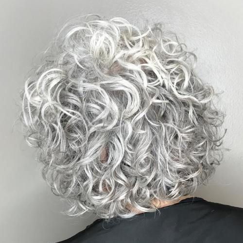 Short-To-Medium Gray Permed Hair Loose Perm, Wavy Perm, Curly Perm, Spiral Perm, Short Permed Hair, Grey Curly Hair, Bangs Curly, Hairdos For Curly Hair, Permed Hairstyles