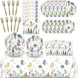 a table set with plates, silverware and napkins in the shape of animals