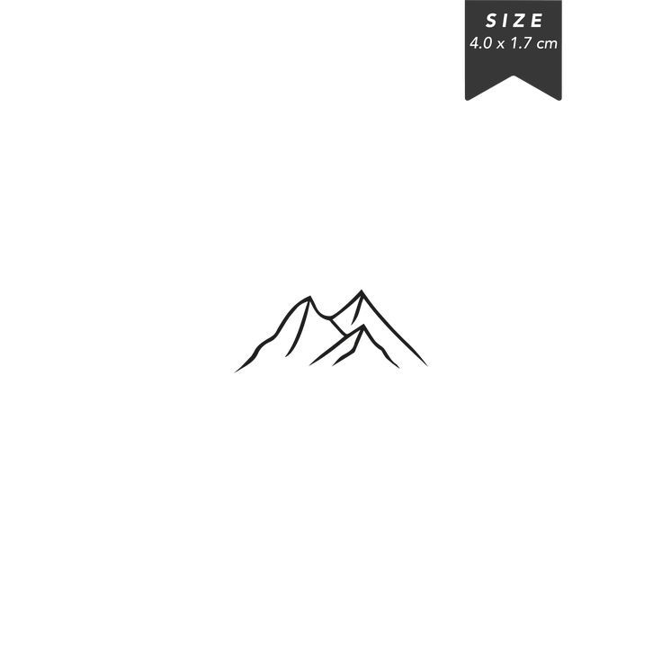 a black and white drawing of mountains with a ribbon on top that says size 40 x 17 cm