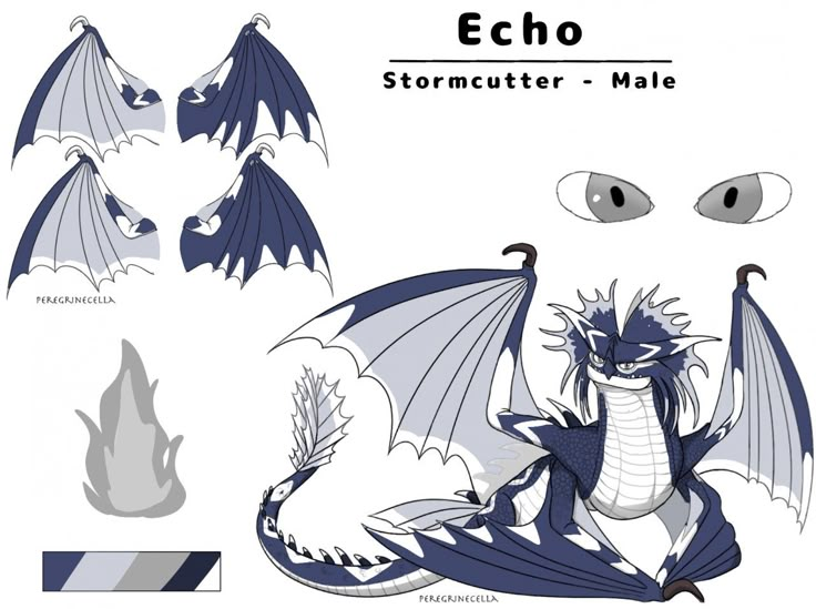 an image of a blue and white dragon with wings, eyes, and tail shapes