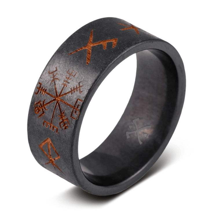 The Wayfinder | Mens Wedding Bands | Unique Wedding Bands for Men Boho Witch, Cool Rings For Men, Mens Wedding Bands Unique, Norse Symbols, Nordic Tattoo, Ring Storage, Viking Ring, Stylish Hoodies, Metallic Copper