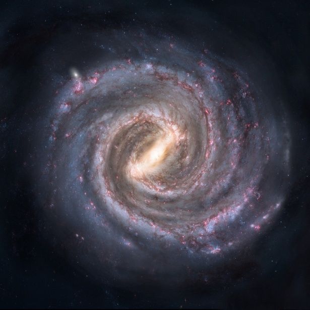 an artist's rendering of the milky, with its spiral shape and bright colors