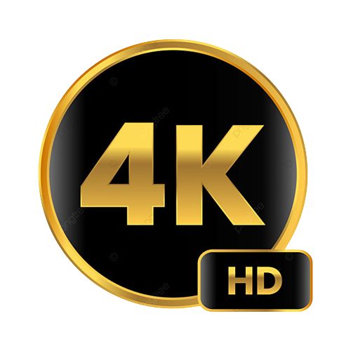 the 4k logo is shown in gold and black