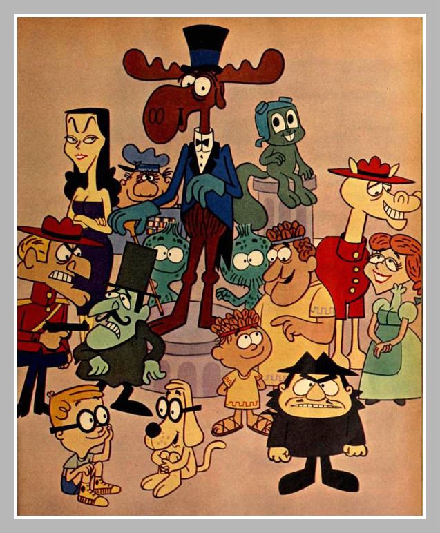 an old cartoon poster with many different characters