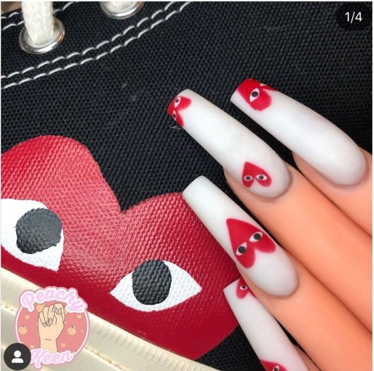 Cdg Nails Acrylic, Cdg Nails, Acrylic Nails Cute, Nails Valentine, Nail Art Acrylic, Long Acrylic Nail Designs, Nails Cute, Ombre Acrylic Nails, Nail Designs Valentines