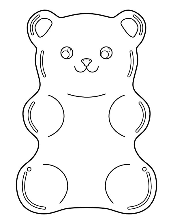 the outline of a teddy bear sitting on its hind legs, with eyes wide open