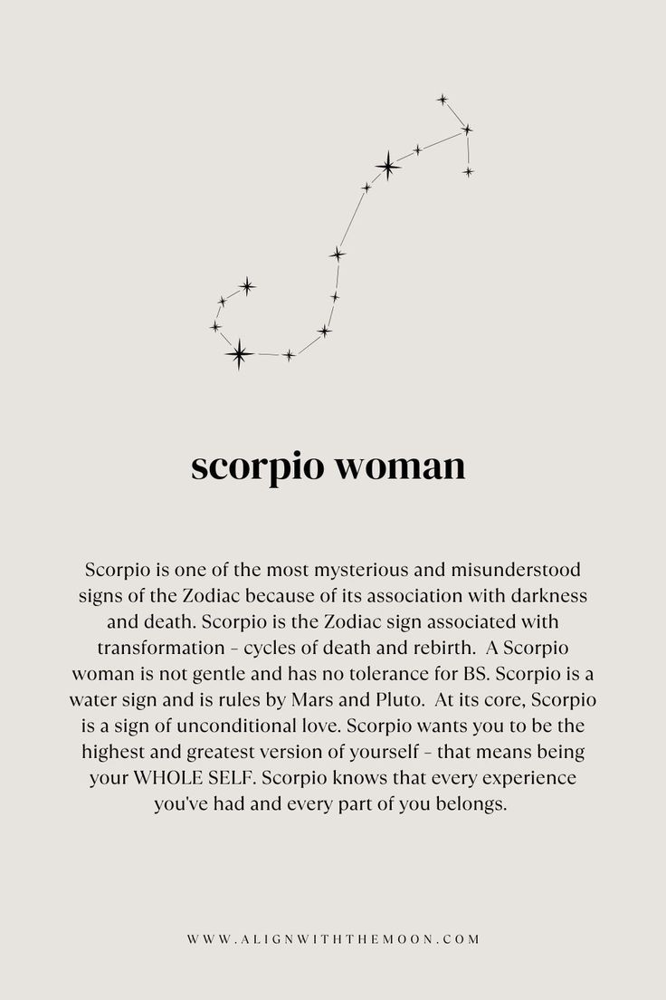 the zodiac sign scorpio woman is shown in black and white, with stars above it