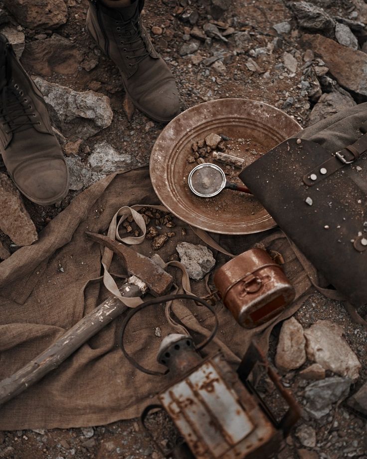 an assortment of items that are on the ground