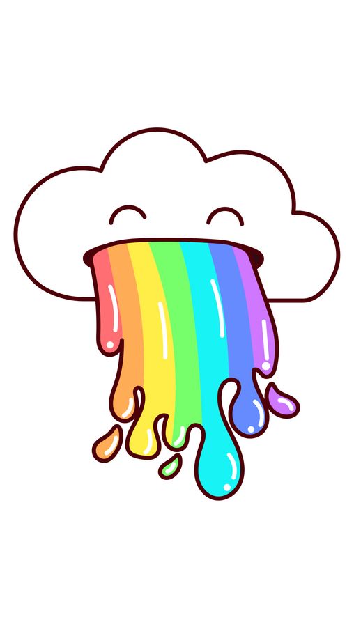 a cloud with rainbow paint dripping from it