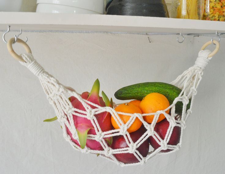 Macrame Fruit Hammock Hanging Fruit Hammock, Macrame Fruit Hammock, Fruit Hammock, Hanging Fruit Basket, Fruit Diy, Macrame Hammock, Diy Hammock, Hanging Fruit Baskets, Fruit Holder