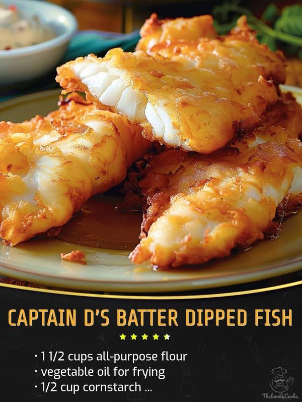 the menu for captain d's battered fish is displayed on a plate with other dishes