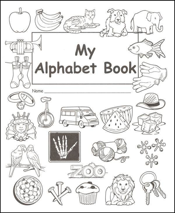 an alphabet book with pictures of animals and other things to color on the front cover