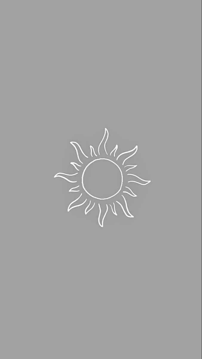 the sun is shown in white on a gray background, and it appears to be an outline