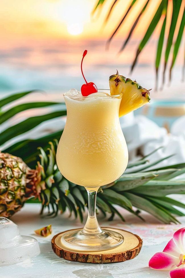 a pineapple drink sitting on top of a table