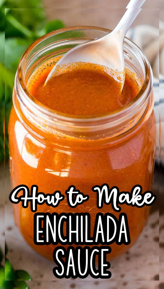 how to make enchilada sauce in a glass jar with a white spoon