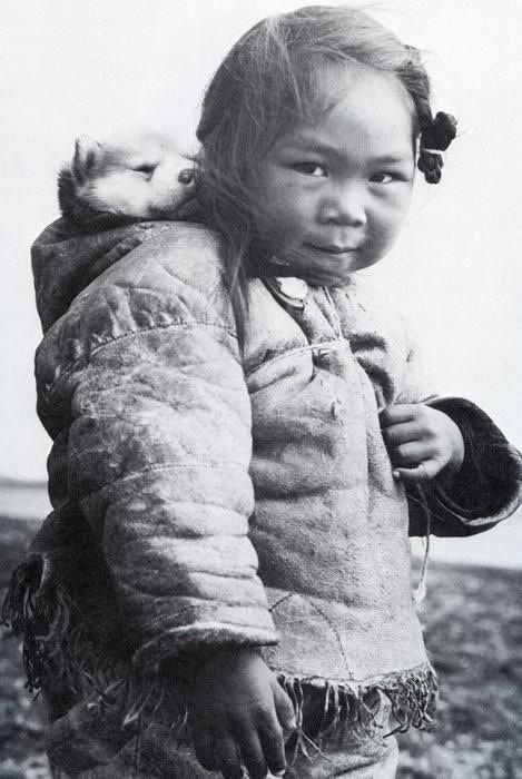 Inuit girl and her husky. Puppy Husky, Vintage Foto's, Dog Quotes Funny, Husky Puppy, 인물 사진, Native American Indians, Vintage Photographs, Historical Photos, Old Pictures