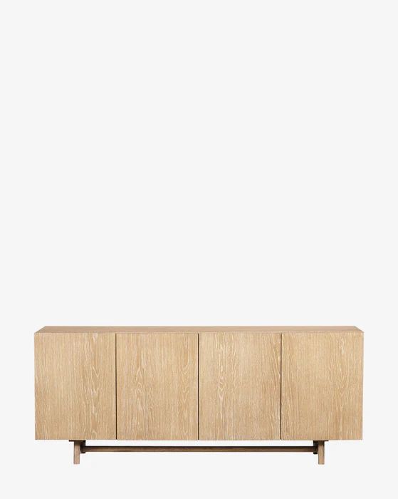 the sideboard is made from wood and has four doors, two drawers and one shelf