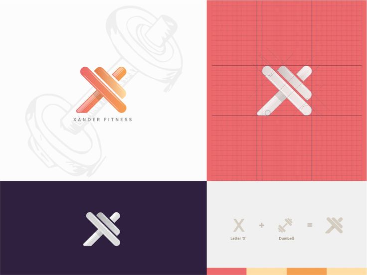 four different logos designed to look like the letter x