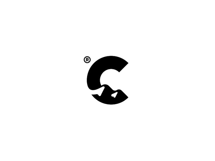 a black and white logo with the letter c