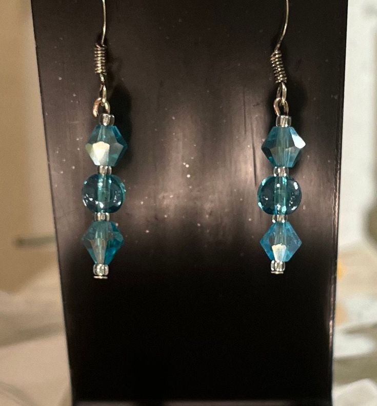 handmade with love Handmade Beach Chandelier Drop Earrings, Blue Artsy Beaded Dangle Earrings, Handmade Ocean-inspired Drop Earrings, Vintage Blue Dangle Beaded Earrings, Blue Hand-strung Dangle Beaded Earrings, Drop Dangle Earrings, Earrings Beaded, Handmade With Love, With Love