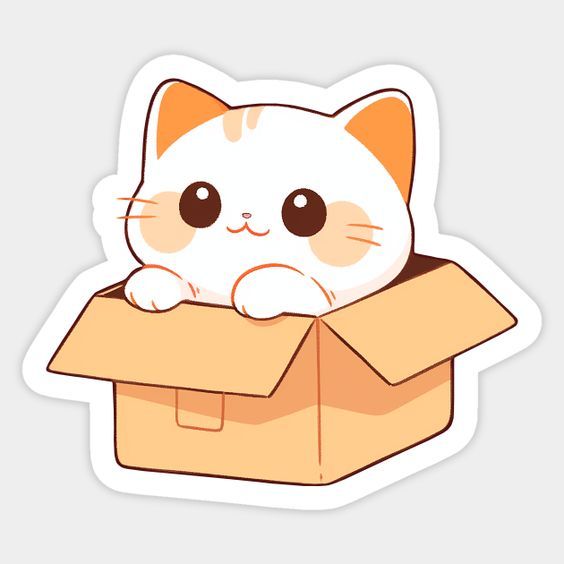 a white cat sitting in a cardboard box