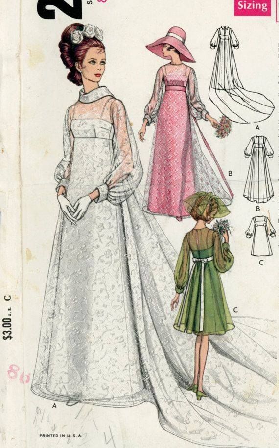 Vintage Wedding Dress Sewing Patterns, Vintage Wedding Dress Pattern, Wedding Gown Patterns, 1960s Wedding Dress, Bridal Sewing Patterns, Patterned Bridesmaid, Wedding Dress Pattern, Patterned Bridesmaid Dresses, Wedding Dress Sewing Patterns