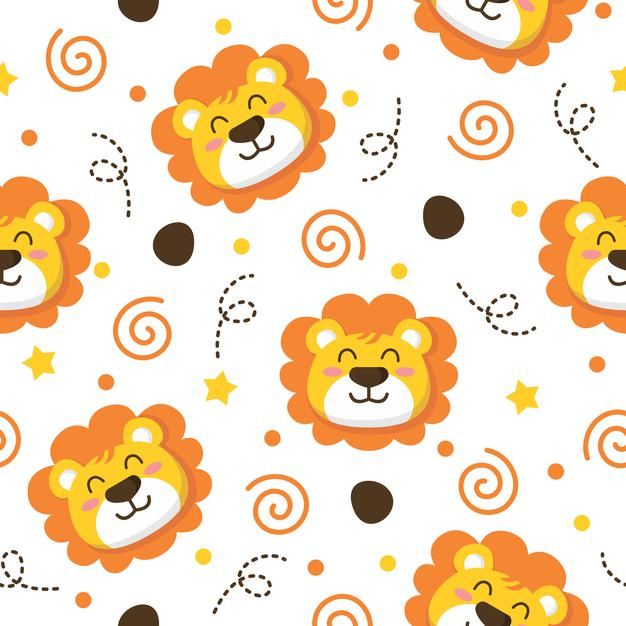 an orange and brown lion pattern on a white background