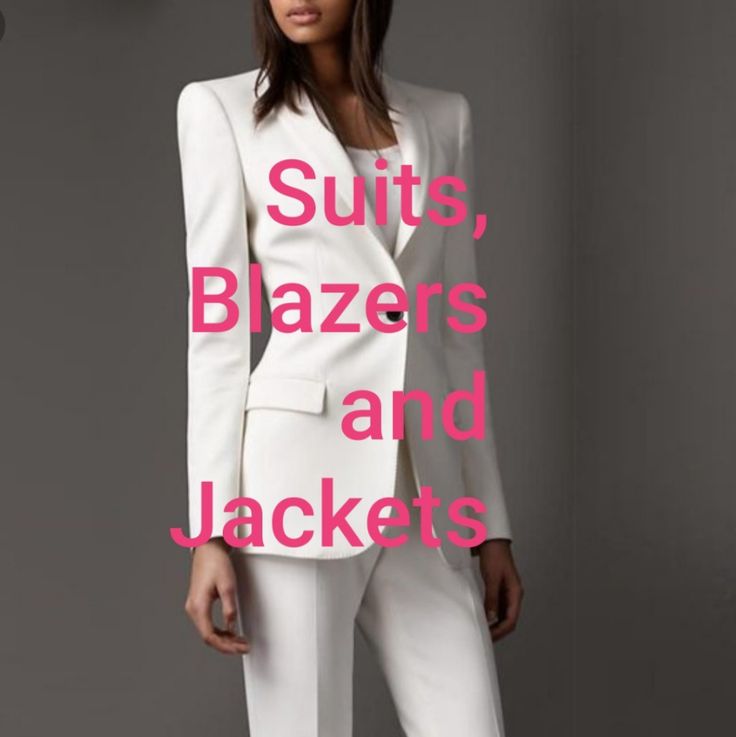 The Following Are Suits Blazers And Jackets. On Sale Now! Business Wear, Blazer Suit, On Sale, Womens Sizes, Blazer, Silver, Women Shopping, How To Wear, White