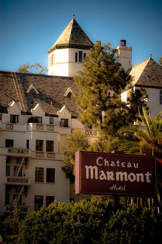 the chateau marmont hotel sign in front of it