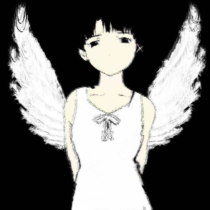 an angel with white wings is standing in the dark