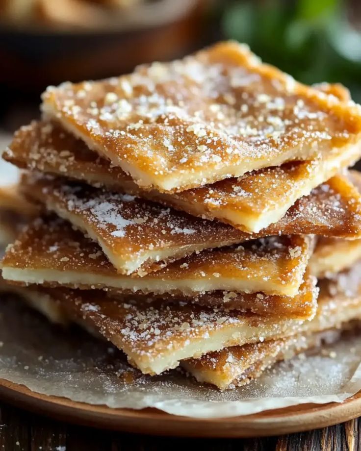 a stack of sugary desserts on a plate