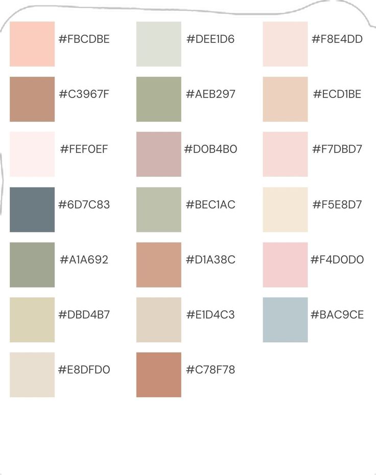 the color scheme for different shades of paint, including neutrals and whitester colors