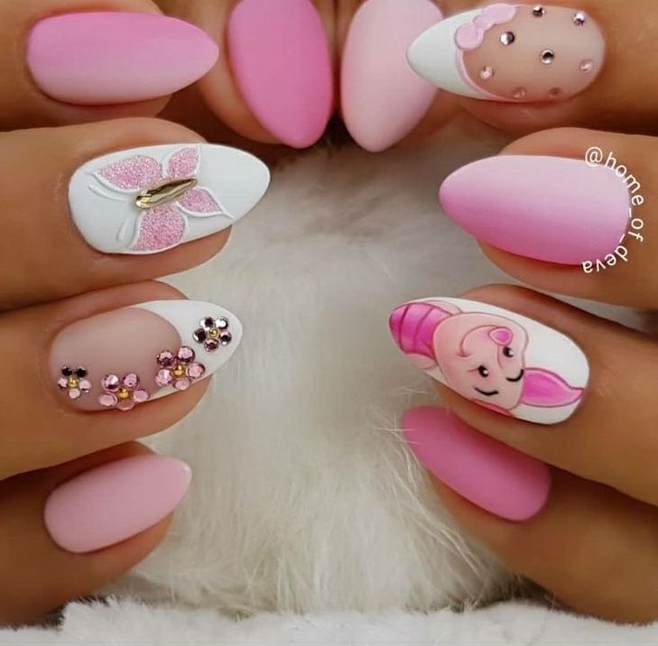 # Piglet Nails Nails Disney, Disney Acrylic Nails, Disney Nail, Nail Art Disney, Disney Nails, Birthday Nails, Nail Art Hacks, Dope Nails, Gorgeous Nails