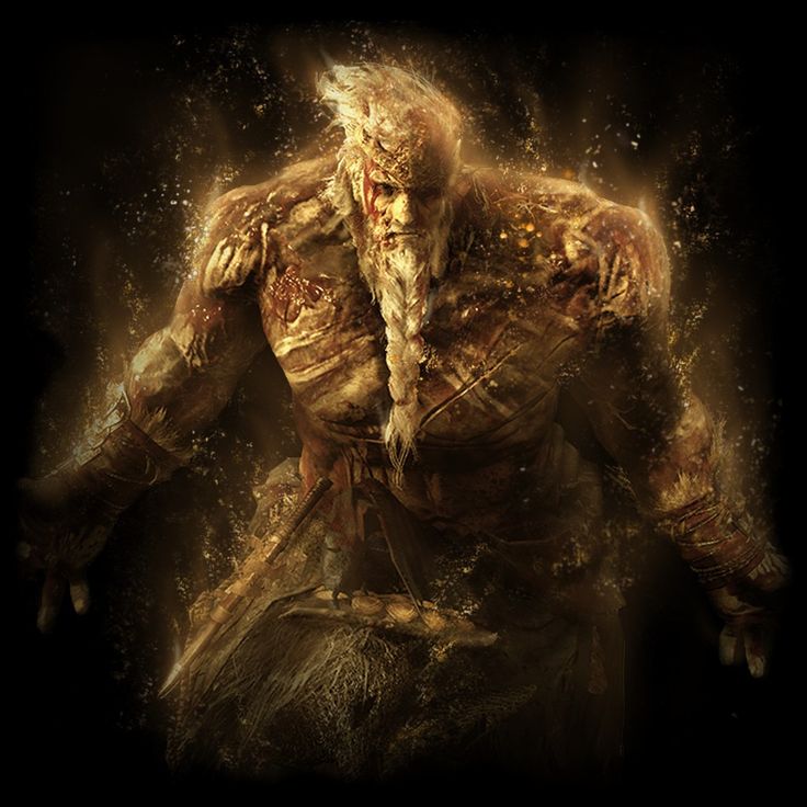 a digital painting of a man with his hands on his hips and face covered in fire