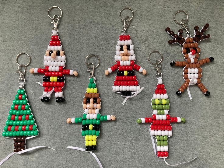 christmas ornaments made out of legos and beads