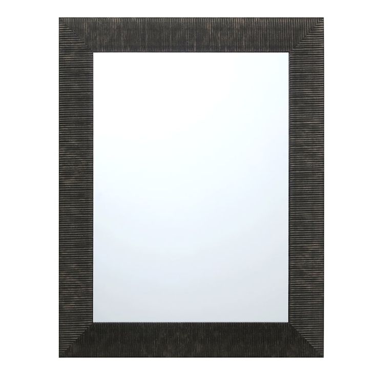 a square mirror is shown in black and white with stripes on the border around it