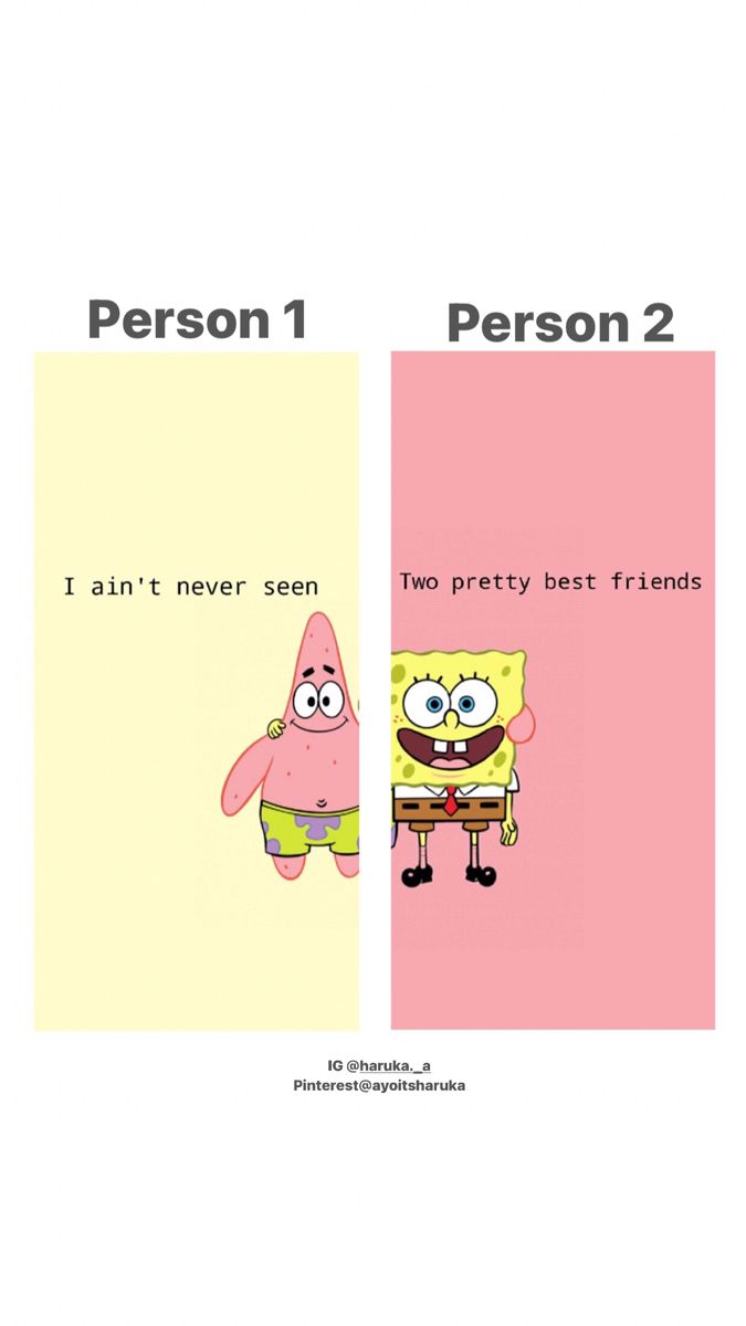 two different posters with cartoon characters on them, one saying person 2 and the other saying i