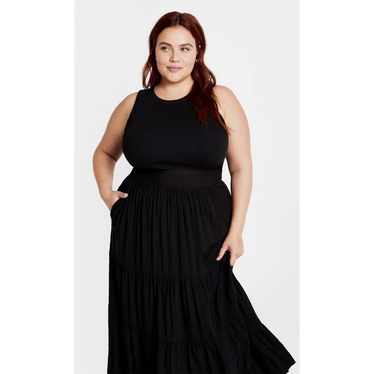 Radiate confidence in the Piper Plain Skirt from our Elevated Essentials collection. Its relaxed fit flatters your figure while the tiered design exudes femininity. No other skirt in your collection will make you feel this comfortable. Bold and fiercely fashionable, no one does plus size fashion like City Chic. Loved around the globe for its diverse range of fashion-forward styles for any occasion. From show-stopping evening gowns to workwear and casualwear, City Chic will take your style to bol Cheap Black Tiered Maxi Skirt, Black Tiered Skirt, Flirty Style, Black Relaxed Hip-length Skirt, Midi Sweater Skirt, Elevated Essentials, Open Stitch Sweater, Plain Skirt, Radiate Confidence, Slip Skirt